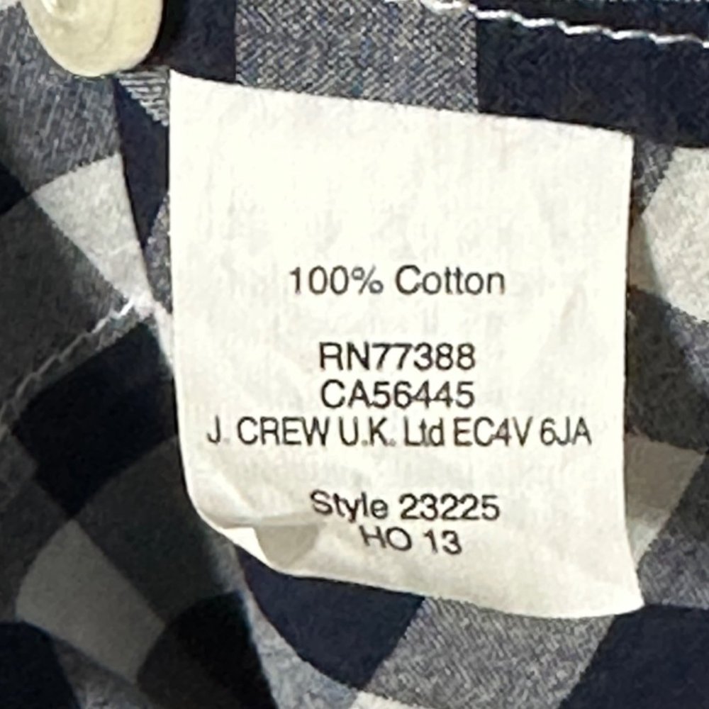 J. Crew women’s size M navy blue check cotton long sleeve button front shirt top - Picture 5 of 7